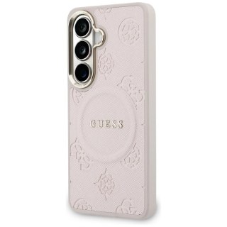 Etui Guess Saffiano Peony Embossed Ring MagSafe na Samsung Galaxy S26+ - różowe