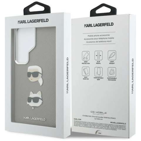 Etui Karl Lagerfeld Saffiano Double Heads Metal na Samsung Galaxy S26 Ultra - srebrne