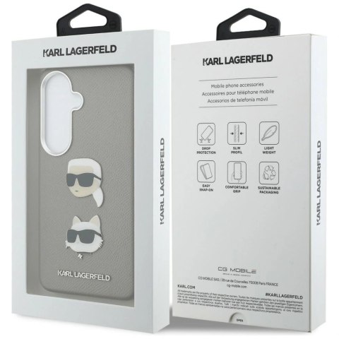 Etui Karl Lagerfeld Saffiano Double Heads Metal na Samsung Galaxy S26 - srebrne