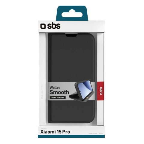 Etui SBS Wallet Smooth na Xiaomi 15 Pro z klapką - czarne