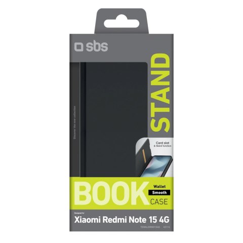 Etui SBS Wallet Smooth na Xiaomi Redmi Note 15 4G z klapką - czarne