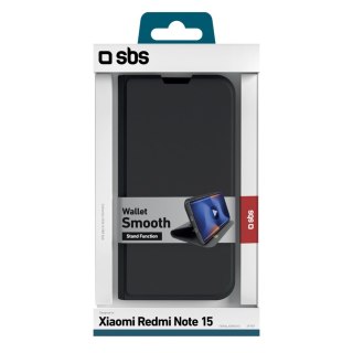 Etui SBS Wallet Smooth na Xiaomi Redmi Note 15 z klapką - czarne