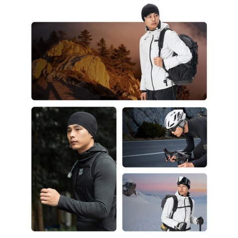 Czapka Rockbros YDM002 wełna + Tencel ciepła i oddychająca z odblaskowym wykończeniem rozmiar uniwersalny - czarny