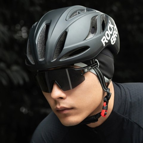 Czapka rowerowa Rozkbros M016 zimowa wiatroodporna z odblaskowym wykończeniem rozmiar 54-61 cm - czarny