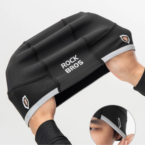 Czapka rowerowa Rozkbros M016 zimowa wiatroodporna z odblaskowym wykończeniem rozmiar 54-61 cm - czarny