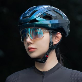 Kask rowerowy Rockbros LK-15 z włókna węglowego rozmiar L (58-62 cm) - niebieski kameleon