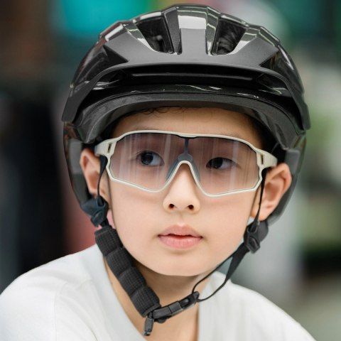 Kask rowerowy Rockbros LK-67 młodzieżowy z odpinanym daszkiem 54-58 cm - czarny
