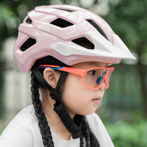 Kask rowerowy Rockbros LK-67 młodzieżowy z odpinanym daszkiem 54-58 cm - różowy