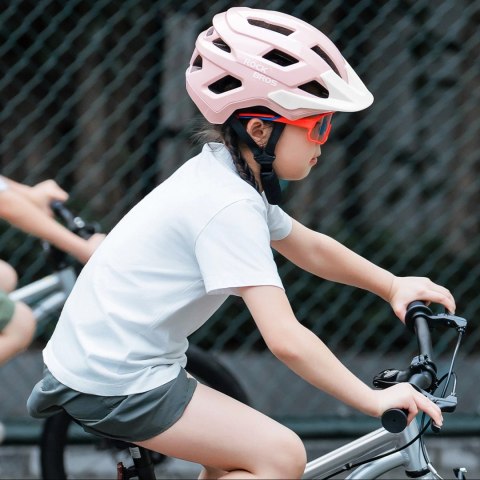 Kask rowerowy Rockbros LK-67 młodzieżowy z odpinanym daszkiem 54-58 cm - różowy