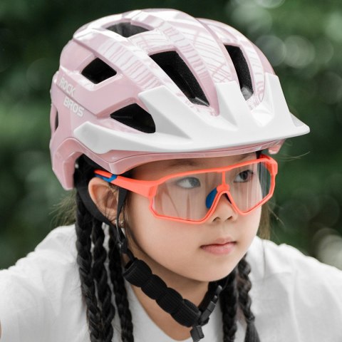 Kask rowerowy Rockbros LK-67 młodzieżowy z odpinanym daszkiem 54-58 cm - różowy