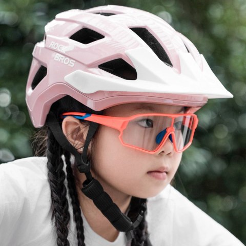 Kask rowerowy Rockbros LK-67 młodzieżowy z odpinanym daszkiem 54-58 cm - różowy