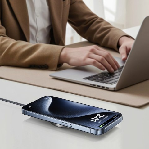 Ładowarka indukcyjna Acefast E24 Qi2 15W magnetyczna z kablem USB-C 1.2m - czarna