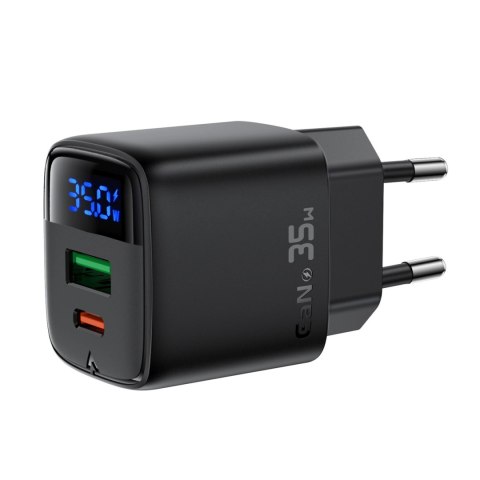 Ładowarka sieciowa Acefast A116 GaN PD 35W USB-A USB-C z wyświetlaczem - czarna