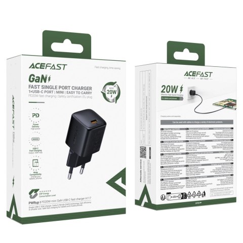 Ładowarka sieciowa Acefast A117 GaN PD 20W USB-C - czarna