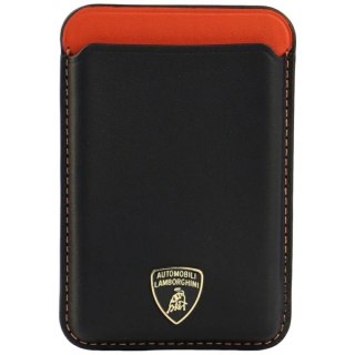 Portfel magnetyczny Lamborghini Urus D8 Genuine Leather MagSafe na telefon - czarno-czerwony
