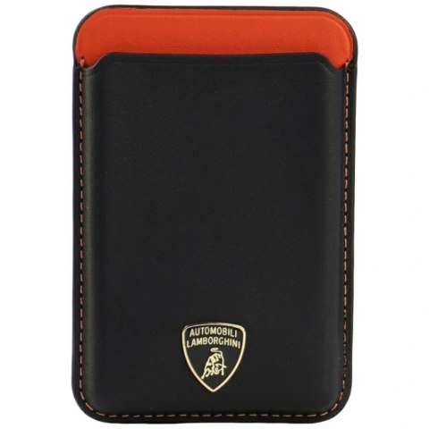 Portfel magnetyczny Lamborghini Urus D8 Genuine Leather MagSafe na telefon - czarno-czerwony