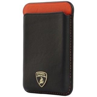 Portfel magnetyczny Lamborghini Urus D8 Genuine Leather MagSafe na telefon - czarno-czerwony