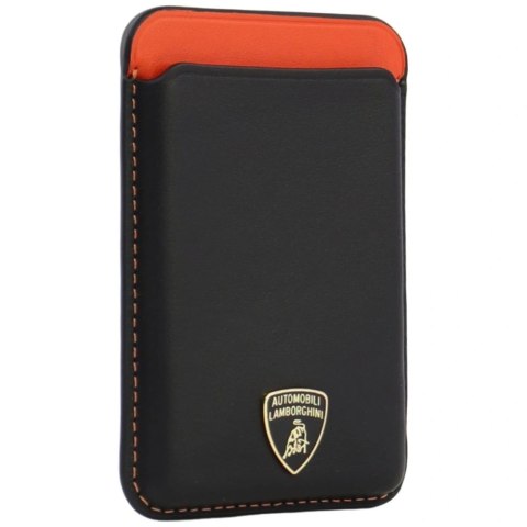 Portfel magnetyczny Lamborghini Urus D8 Genuine Leather MagSafe na telefon - czarno-czerwony