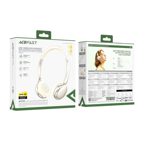 Słuchawki bezprzewodowe Acefast H8 nauszne z ANC - złote