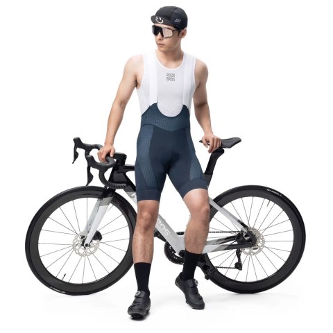 Spodenki rowerowe z szelkami Rockbros YDDK009 męskie krótkie nogawki oddychające z odblaskowym wykończeniem Rozmiar 2XL - ciemno