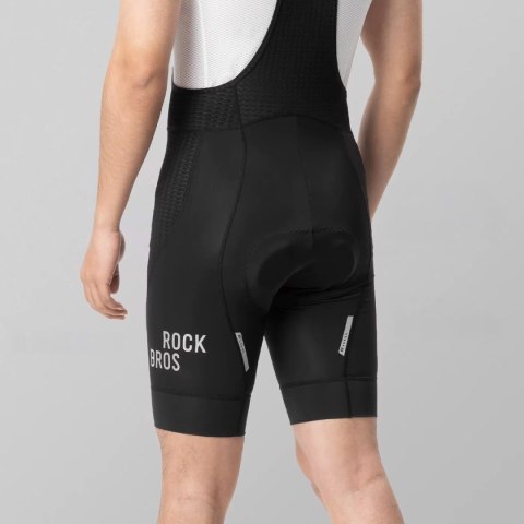 Spodenki rowerowe z szelkami Rockbros YDDK009 męskie krótkie nogawki oddychające z odblaskowym wykończeniem Rozmiar L - czarny