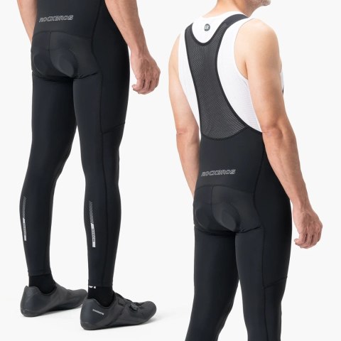 Spodnie rowerowe z szelkami Rockbros długie nogawki z pieluchą Rozmiar 2XL - czarny