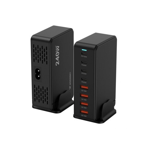 Stacja ładująca Wozinsky 240W GaN QC3 - czarna