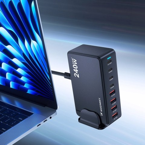 Stacja ładująca Wozinsky 240W GaN QC3 - czarna