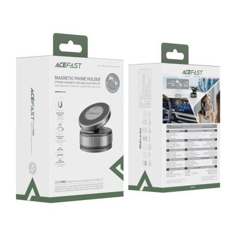 Uchwyt magnetyczny Acefast E27 z przyssawką na deskę rozdzielczą/szybę - czarny