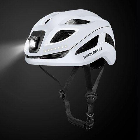 Kask rowerowy Rockbros ZK-077 ze zintegrowanym oświetleniem wielokierunkowym 57-61 cm - biały