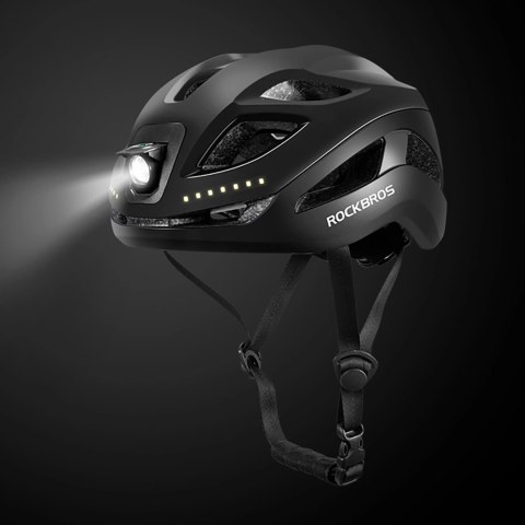 Kask rowerowy Rockbros ZK-077 ze zintegrowanym oświetleniem wielokierunkowym 57-61 cm - czarny