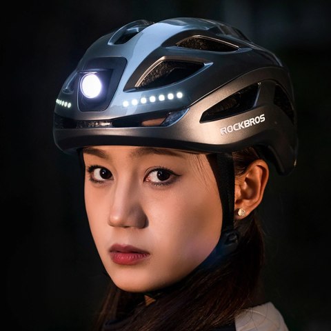 Kask rowerowy Rockbros ZK-077 ze zintegrowanym oświetleniem wielokierunkowym 57-61 cm - czarny