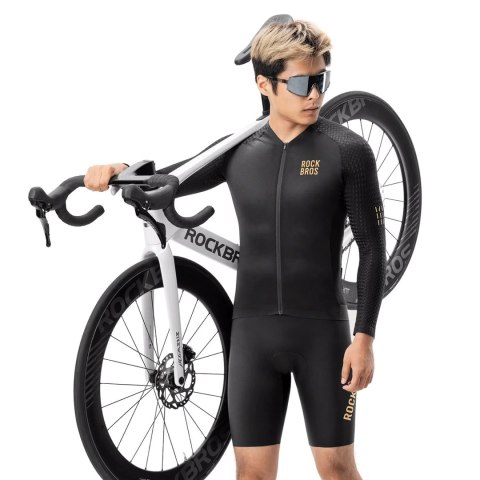 Koszulka rowerowa Rockbros YDCX008 Diamond z długim rękawem rozmiar XL - czarny