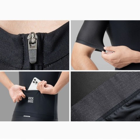 Koszulka rowerowa Rockbros z krótkim rękawem rozmiar 3XL - czarny