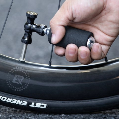 Pompka CO₂ Rockbros głowica zawór ze stopu aluminium bez naboju kompatybilna z Presta/Schrader - czarna