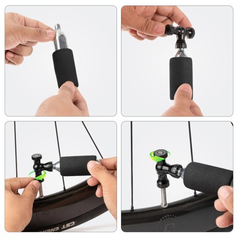 Pompka CO₂ Rockbros głowica zawór ze stopu aluminium bez naboju kompatybilna z Presta/Schrader - czarna