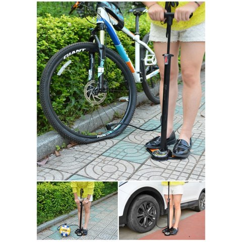 Pompka podłogowa Rockbros GP6532B z manometrem - czarno-pomarańczowa