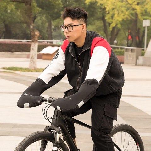 Rękawiczki ocieplane na kierownicę Rockbros D16-B wiatroodporne wodoodporne kompatybilne z motocyklem - czarne