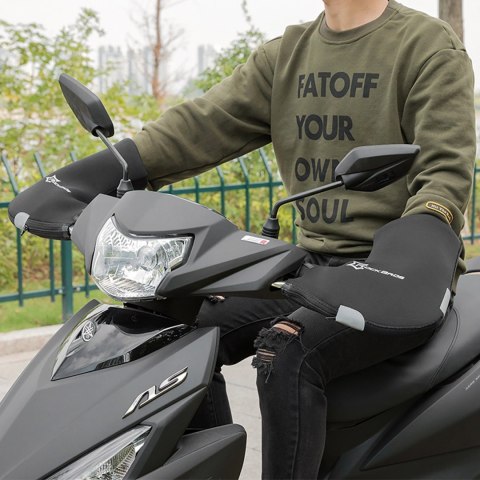 Rękawiczki ocieplane na kierownicę Rockbros D16-B wiatroodporne wodoodporne kompatybilne z motocyklem - czarne