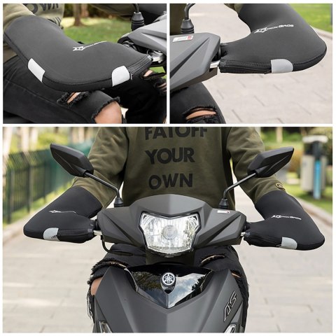 Rękawiczki ocieplane na kierownicę Rockbros D16-B wiatroodporne wodoodporne kompatybilne z motocyklem - czarne