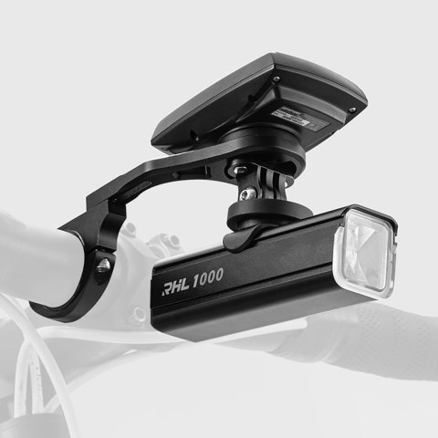 Uchwyt rowerowy 2w1 Rockbros FK-301 na kierownicę do licznika/nawigacji i kamerki/oświetlenia - czarny