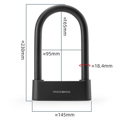 Zapięcie rowerowe Rockbros 32210818001 SMART z czytnikiem linii papilarnych i łącznością Bluetooth - czarny
