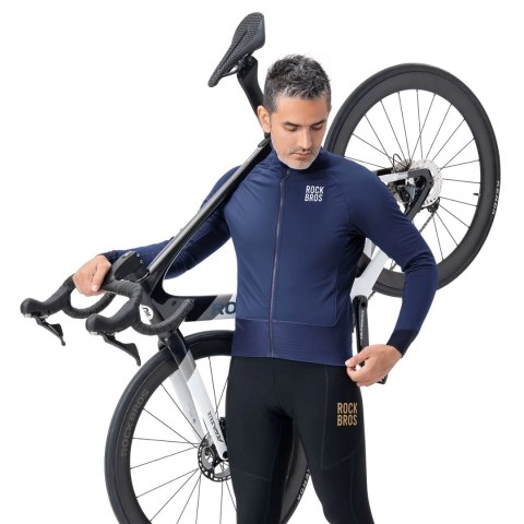 Kurtka rowerowa Rockbros YDWT014 zimowa polarowa dwuwarstwowa rozmiar 2XL - niebieski