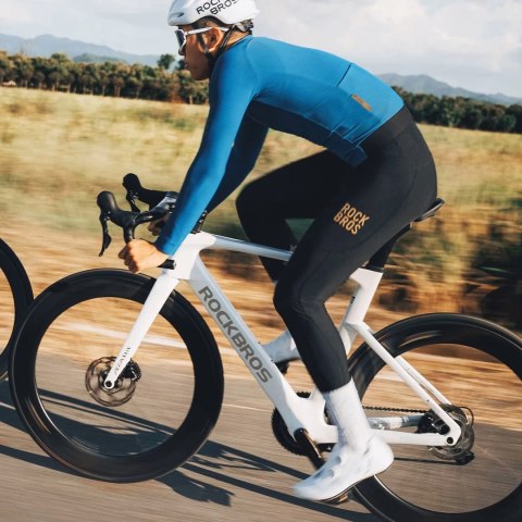 Spodnie rowerowe z szelkami Rockbros YDCK012-1 długie nogawki polarowe z pieluchą Rozmiar XL - czarny