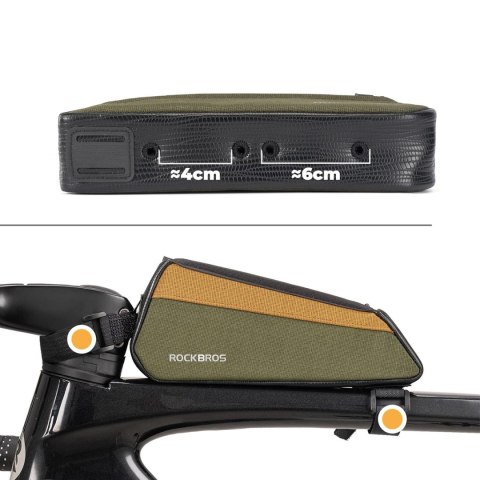 Torba rowerowa Rockbros 088 na górną rórę ramy 0,25L - zielono-pomarańczowa