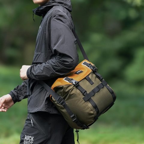 Torba rowerowa Rockbros W019 na kierownicę 13,5-24L - zielono-pomarańczowa