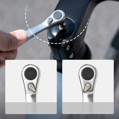 Zestaw narzędzi rowerowych Rockbros multitool z pompką na naboje CO2 i kluczem grzechotkowym - czarny