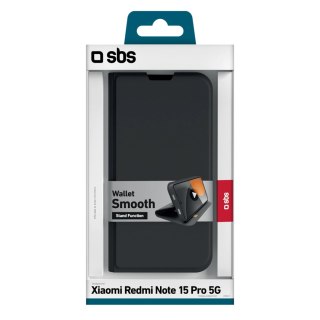 Etui SBS Wallet Smooth na Xiaomi Redmi Note 15 Pro z klapką - czarne