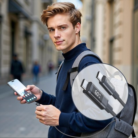 PD60W USB-C to USB-C Digital Display 1.2m Nylon Cable - black