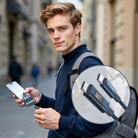 PD60W USB-C to USB-C Digital Display 1.2m Nylon Cable - blue